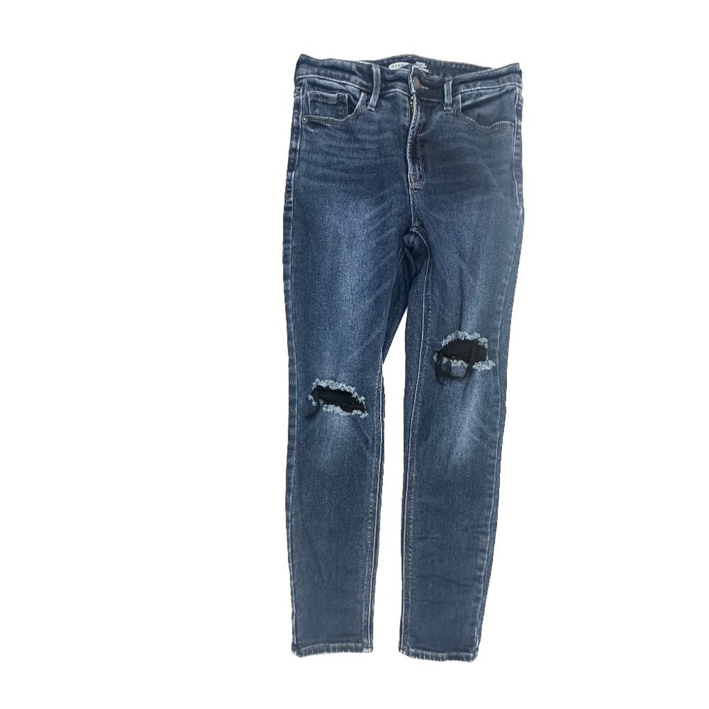 Old Navy Rockstar‎ Super Skinny High Rise Distressed Women's size 8 Blue Jeans